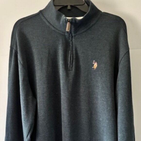 US Polo Assn Sweatshirt XL Navy 1/4 Zip Pony Logo Preppy Sporty Pullover Casual - Picture 1 of 8